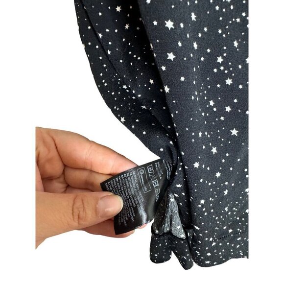 H&M Brand Stars Print Blouse Black Size 8 - Picture 3 of 5